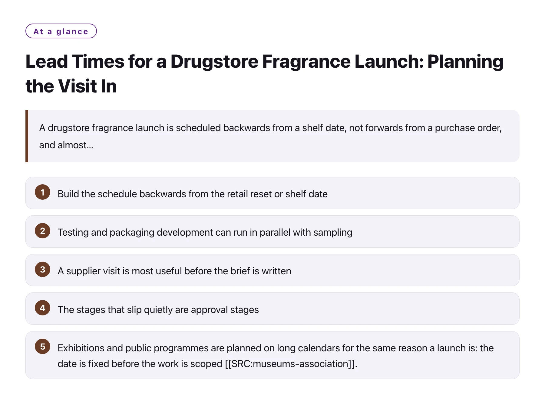 Lead Times for a Drugstore Fragrance Launch: Planning the Visit In——全文要点速览